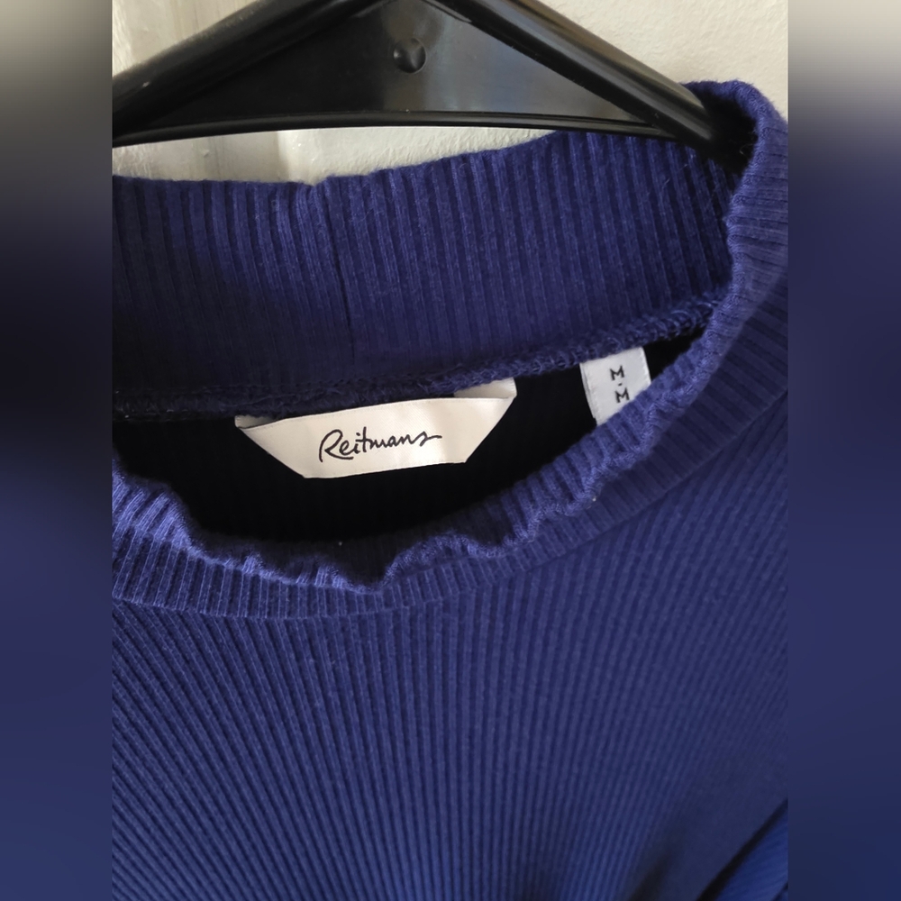Reitmans Blue Ribbed Knit Top - Picture 3 of 3